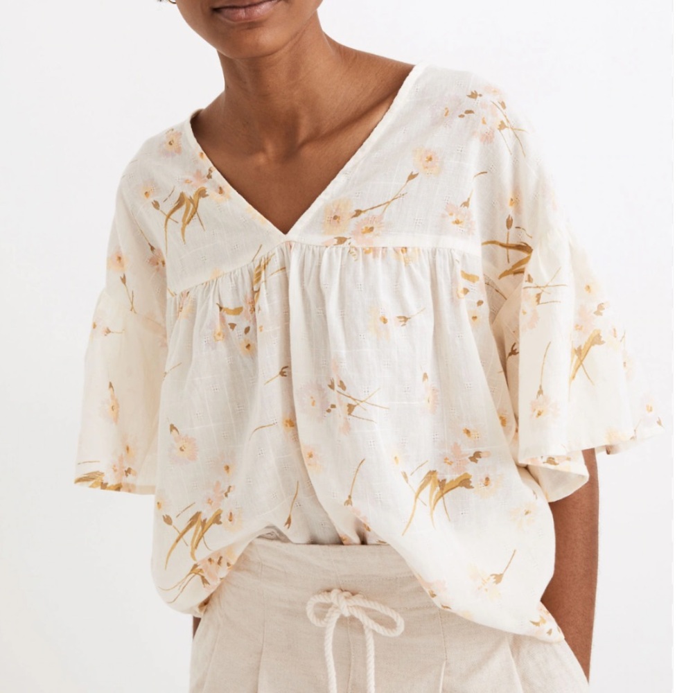 Madewell flutter sleeve rhyme top in floral print Small